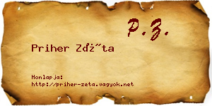 Priher Zéta névjegykártya